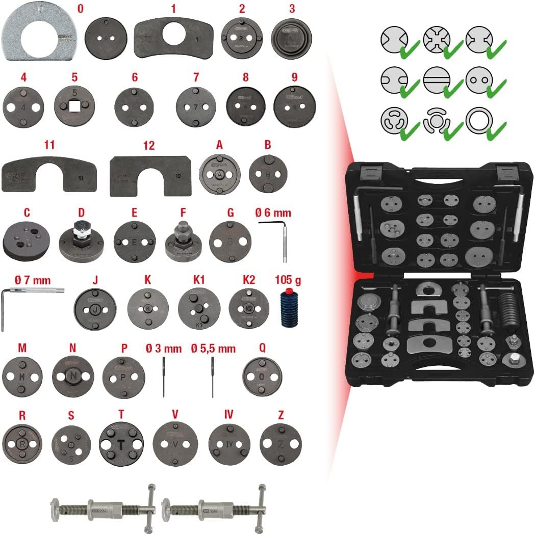 KS Tools 150.1970 Bremskolben-Rückstell-Werkzeug-Satz, 41-tlg.