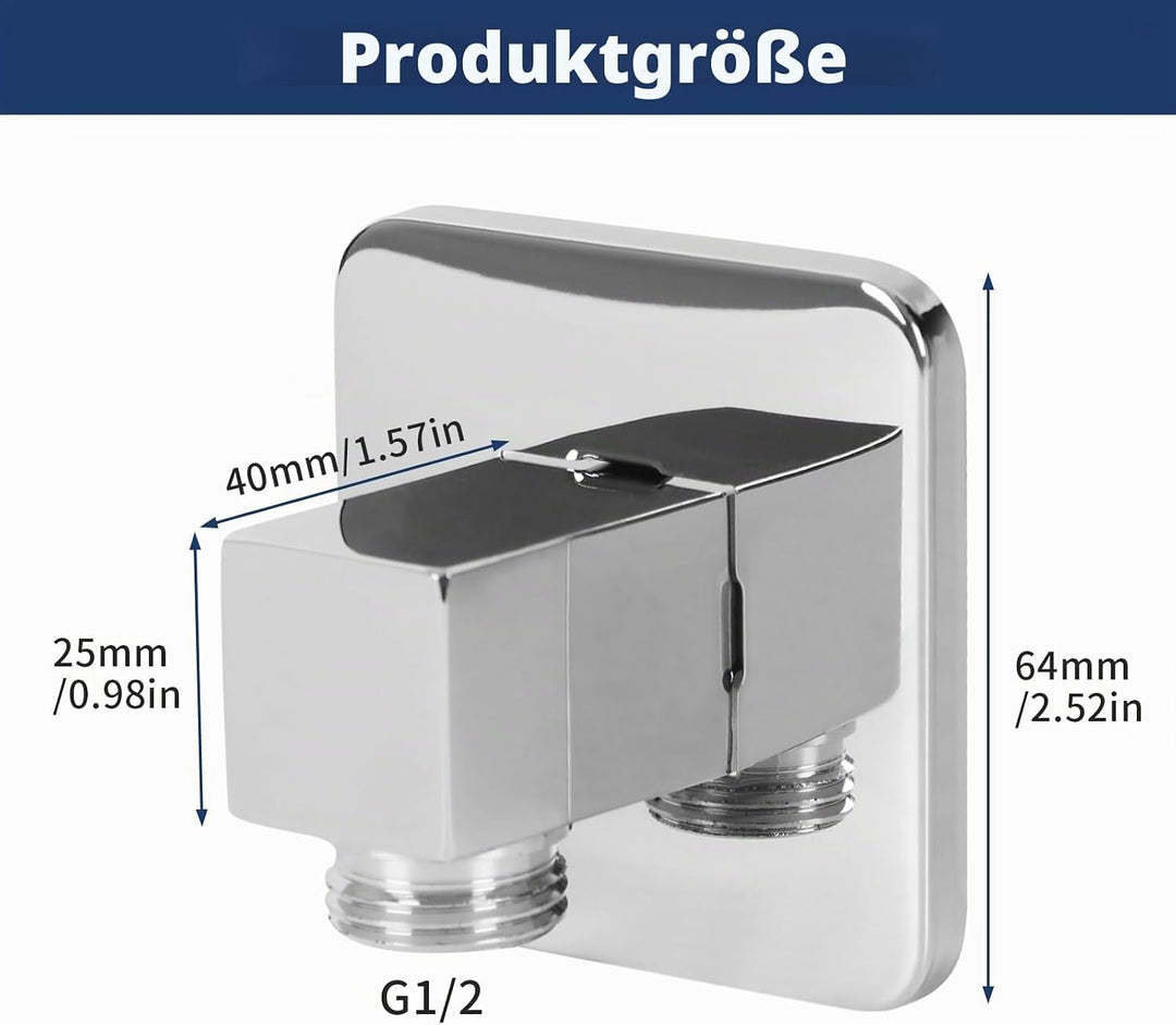 Chrom Messing Wandanschlussbogen, G1 / 2 Wandanschlussbogen Eckig, Duschauslass-Winkel für Die Verde