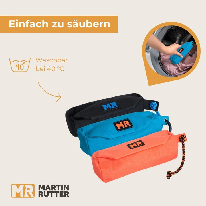 Martin Rütter – Futterbeutel Dummy Türkis L – Futterdummy Hund wasserabweisend & waschbar, mit Reiss