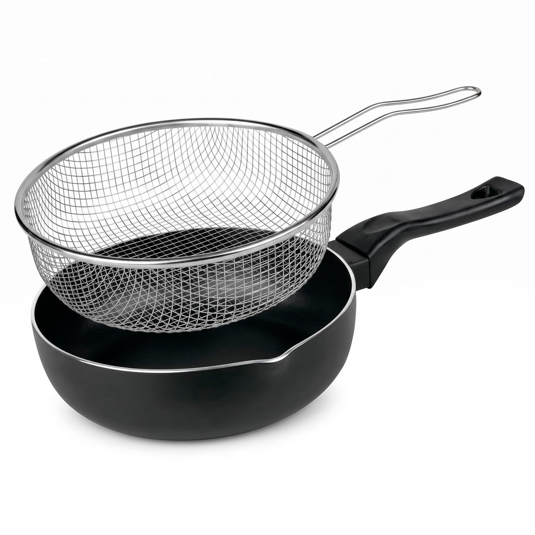 MGE - Frittierpfanne - Induktion Schnell - Bratpfanne - Fritteuse - Wok - Schwarz - 26 cm