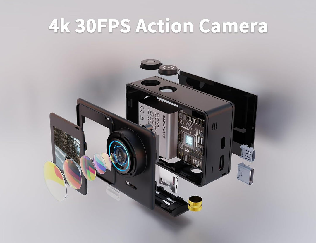GO7 Action Cam 4K Dual Touchscreen Unterwasserkamera 40M mit 2.4G Fernbedienung EIS Anti-Shake 170°