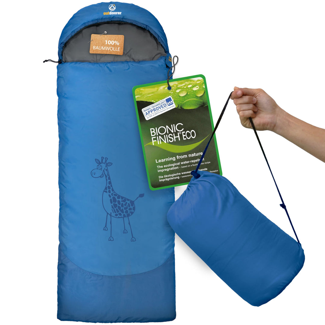 outdoorer Kinderschlafsack Dream Express - Deckenschlafsack für Kinder, mit Baumwolle gefüttert Blau
