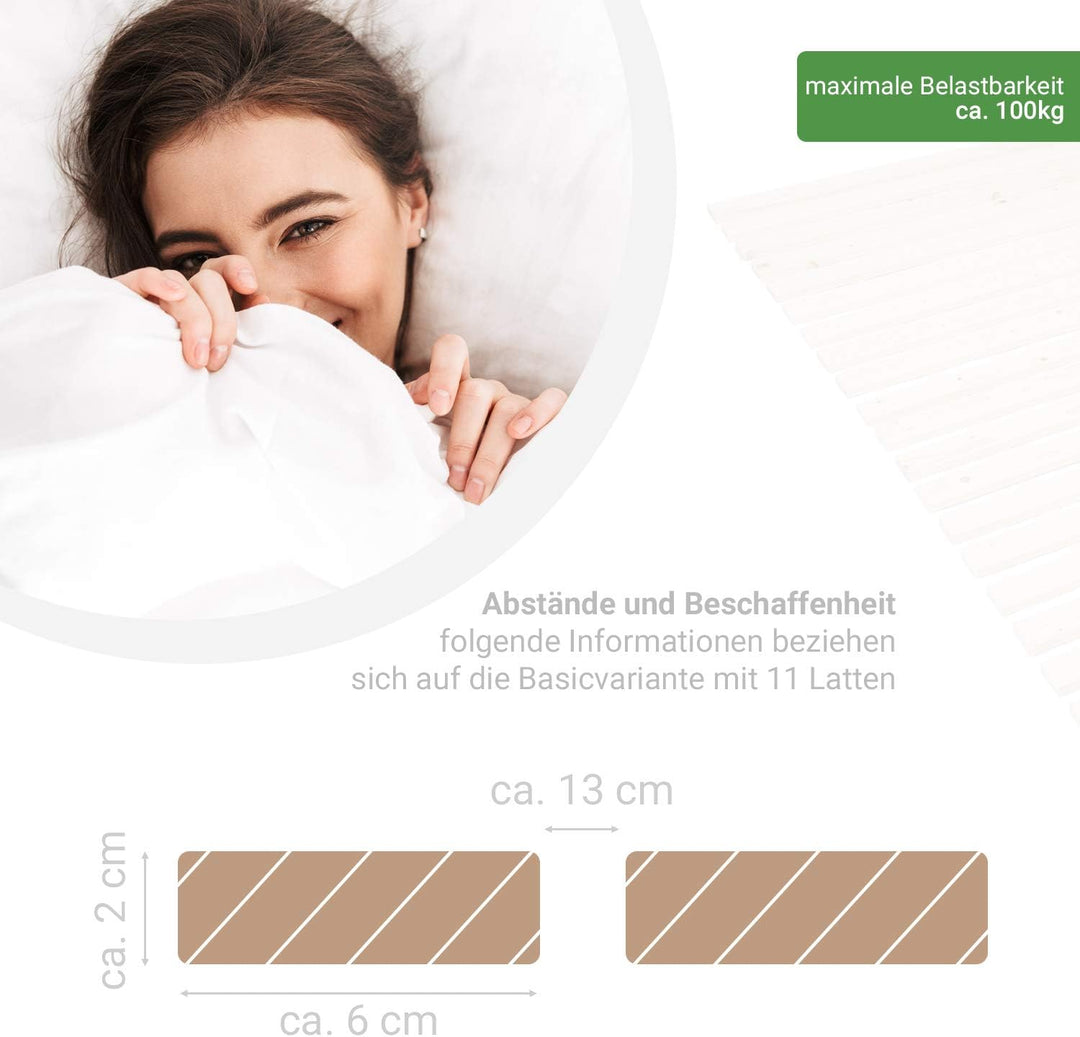 Panorama24 Rollrost Basic 70x200 (11 Latten) Rolllattenrost Lattenrost Bettrost Rollroste Holzlatten