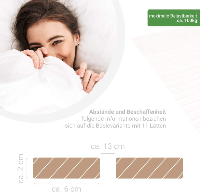 Rollrost Basic 90x200 (11 Latten) Rolllattenrost Lattenrost Bettrost Rollroste Holzlatten Latten Ros