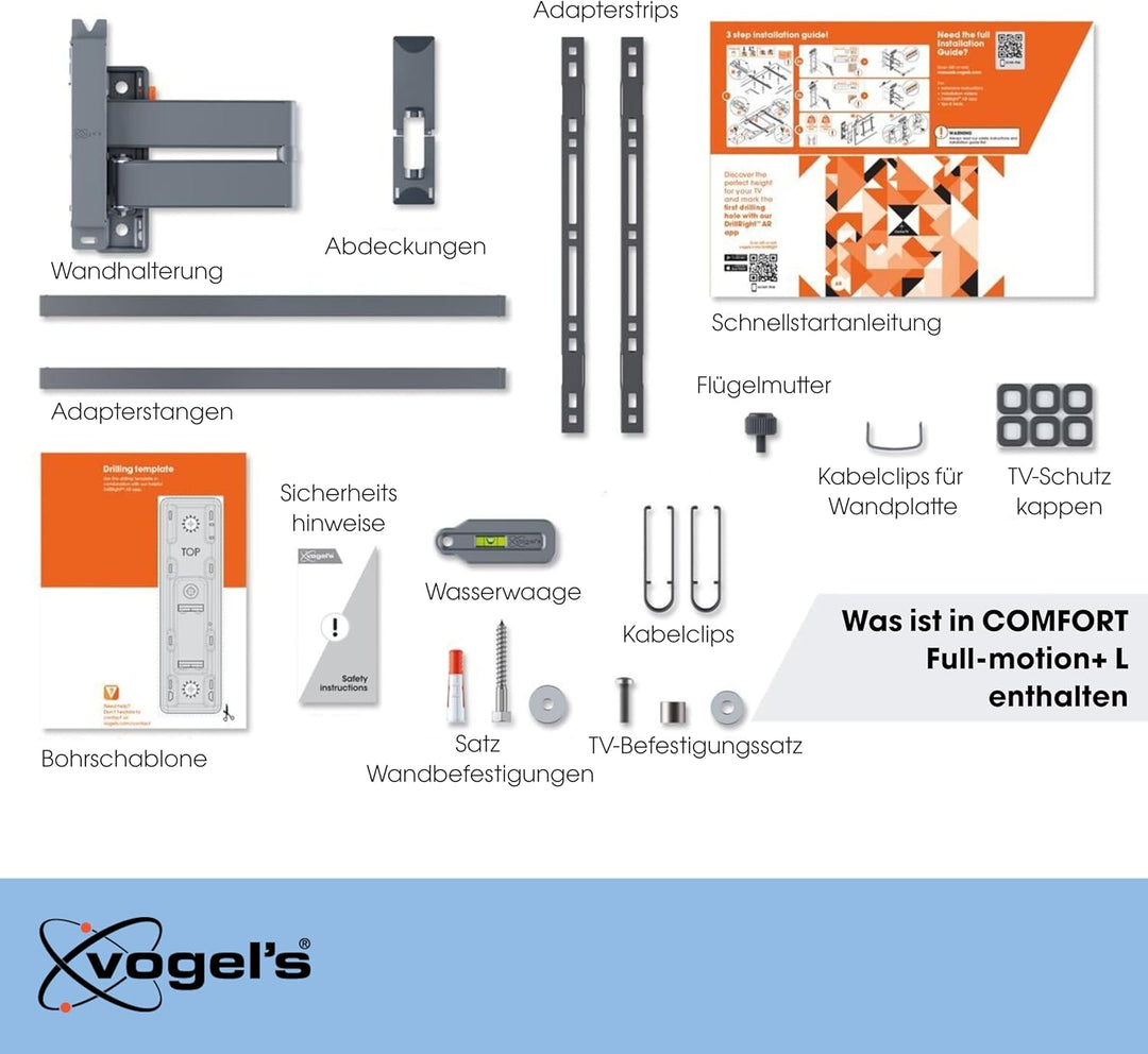 Vogel's Comfort TVM 3645 Schwenkbare TV-Wandhalterung für 40-77 Zoll Fernseher, Max. 35 kg, Schwenkb