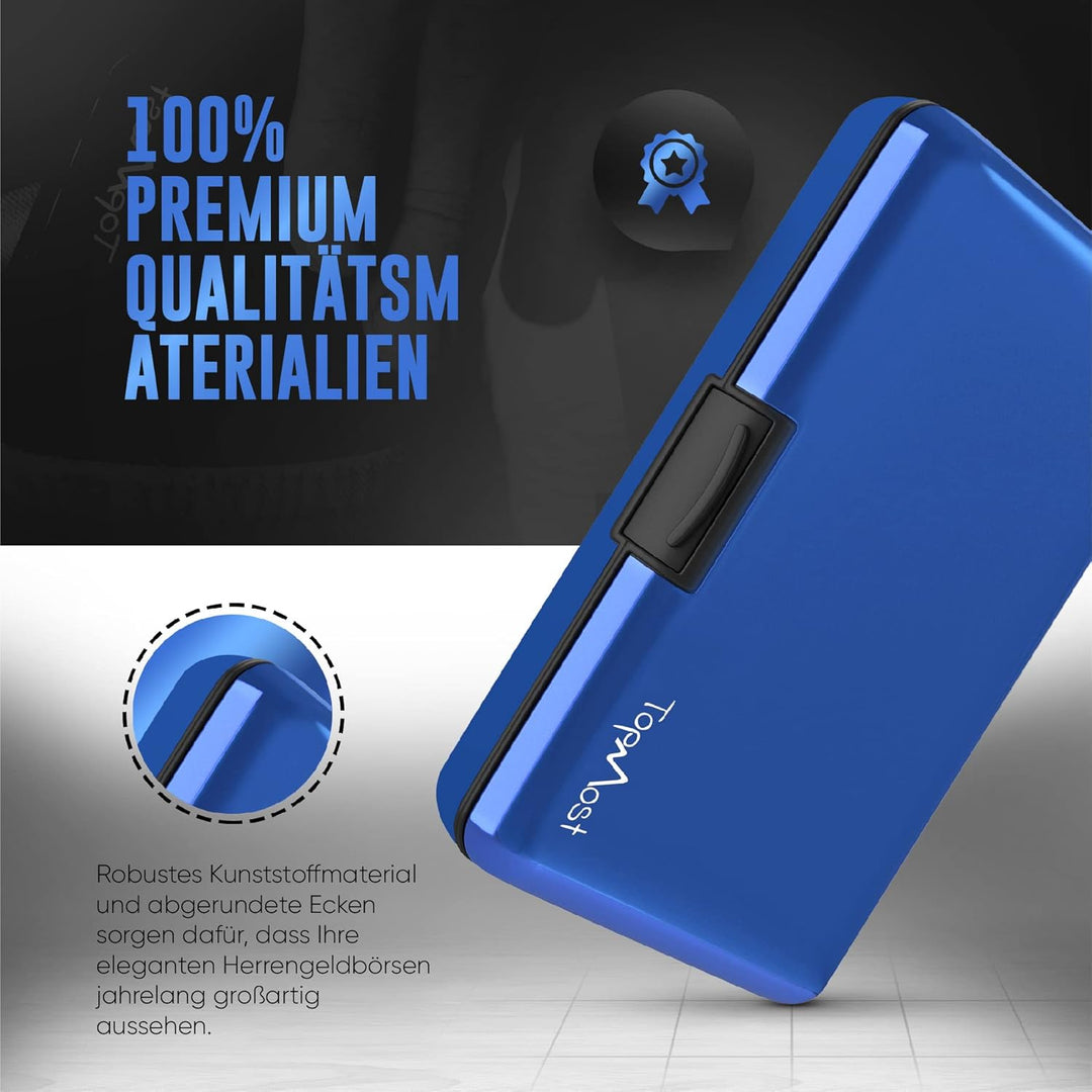 TopMost Aluminium Kreditkartenetui mit RFID-Schutz für Damen & Herren - Geldbörse für 12 Karten und