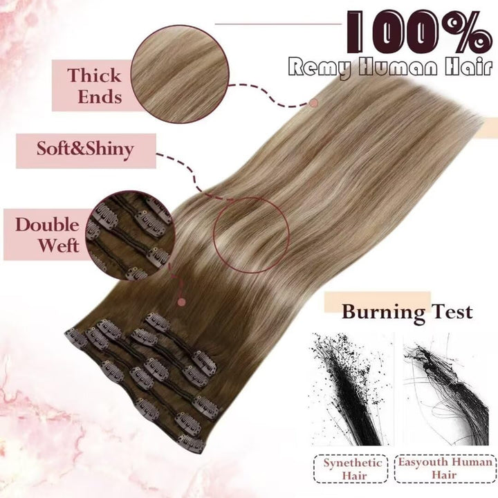Easyouth Clip in Extensions Echthaar Balayage Clip in Extensiosn Remy Clip in Echthaar Extensions Ba