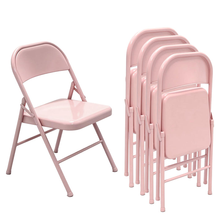 Vollstahl-Klappstuhl 4er Set, Schwerlast-Metallklappstuhl, Ergonomische Rückenlehne, Leicht &amp; platzs