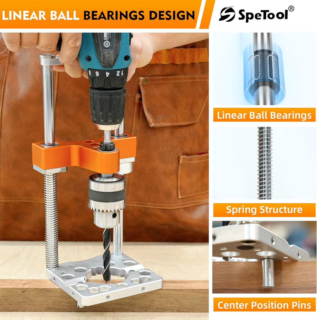 SpeTool S04003 Portable Drill Guide, 1/2" Chuck-Handbohrmaschine für gerade Löcher, 0-160 mm Tiefe,