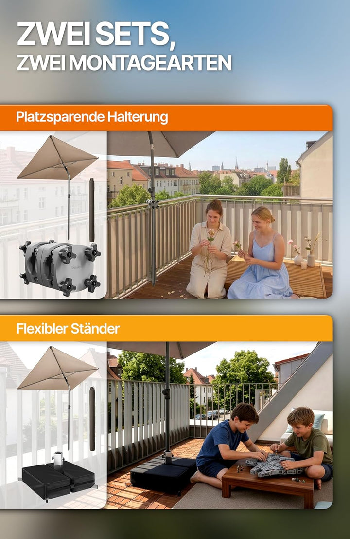 4smile SunnyShade Balkonschirm Rechteckig 210x140 cm, Sonnenschutz Balkon mit UV 50+, Sonnenschirm B