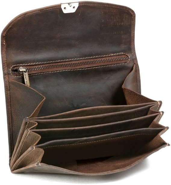 LEAS Kellnerbörse Taxifahrerbörse Trucker Natur Vintage-Stil Echt-Leder, dunkelbraun Vintage-Collect