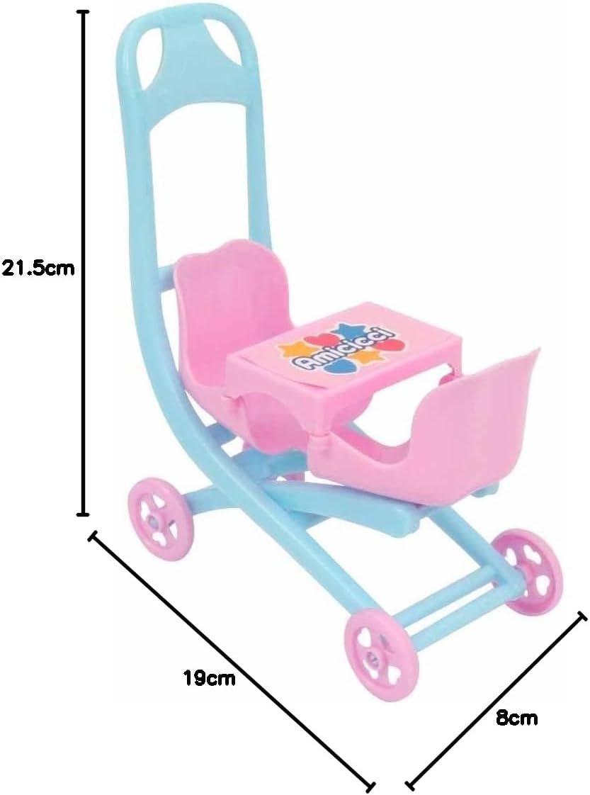 Amicicci Cicciobello Kinderwagen mit Figur, zum Spazierengehen mit dem Doppel-Kinderwagen, Set aus P