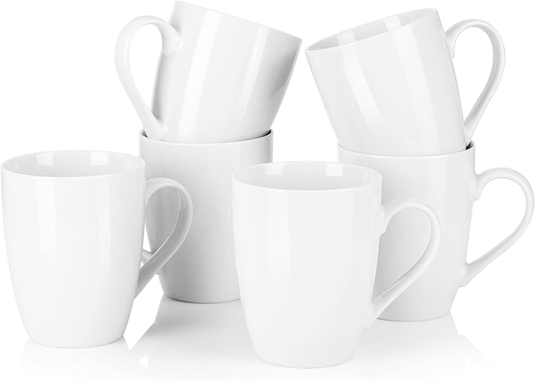 MALACASA, Serie Elisa, 6 TLG Porzellan Kaffeetasse Becher Set Tee Tasse Kaffeebecher Grauweiss