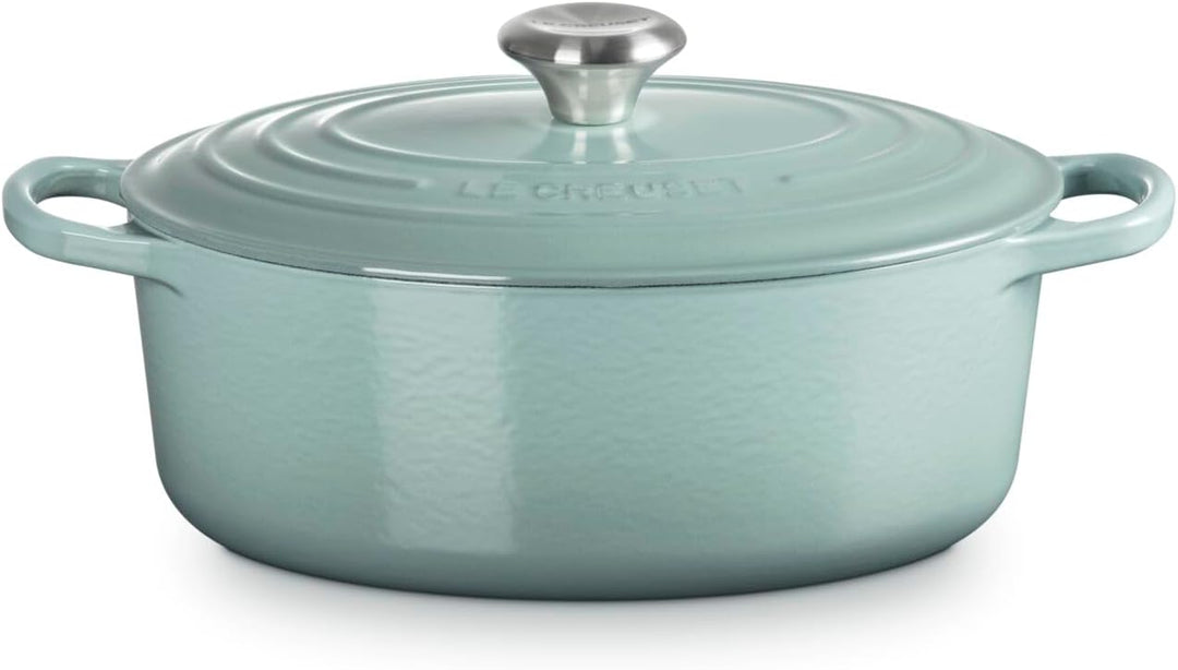 Le Creuset Signature Ovaler Bräter aus Gusseisen, 27 cm, 4,1 Liter, Sea Salt Sea Salt 35,2 x 22,6 x