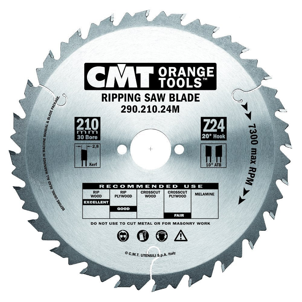 Cmt 290.210.24 M Ripping Klinge d-210 B-30 K-2,8 p-1,8 24 mm D 8-1/4 210mm | T 24 | B 30 | K .110 |