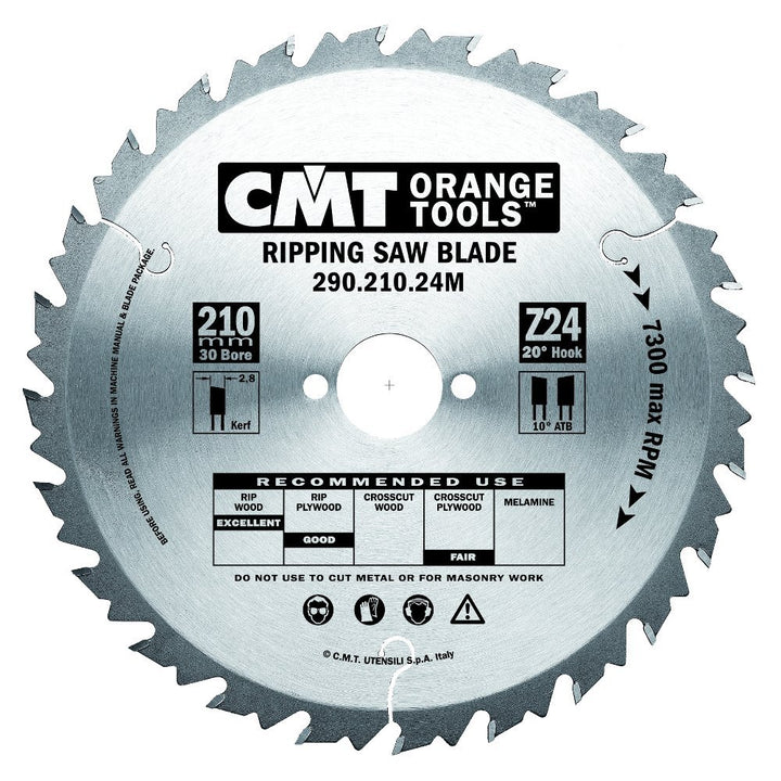 Cmt 290.210.24 M Ripping Klinge d-210 B-30 K-2,8 p-1,8 24 mm D 8-1/4 210mm | T 24 | B 30 | K .110 |