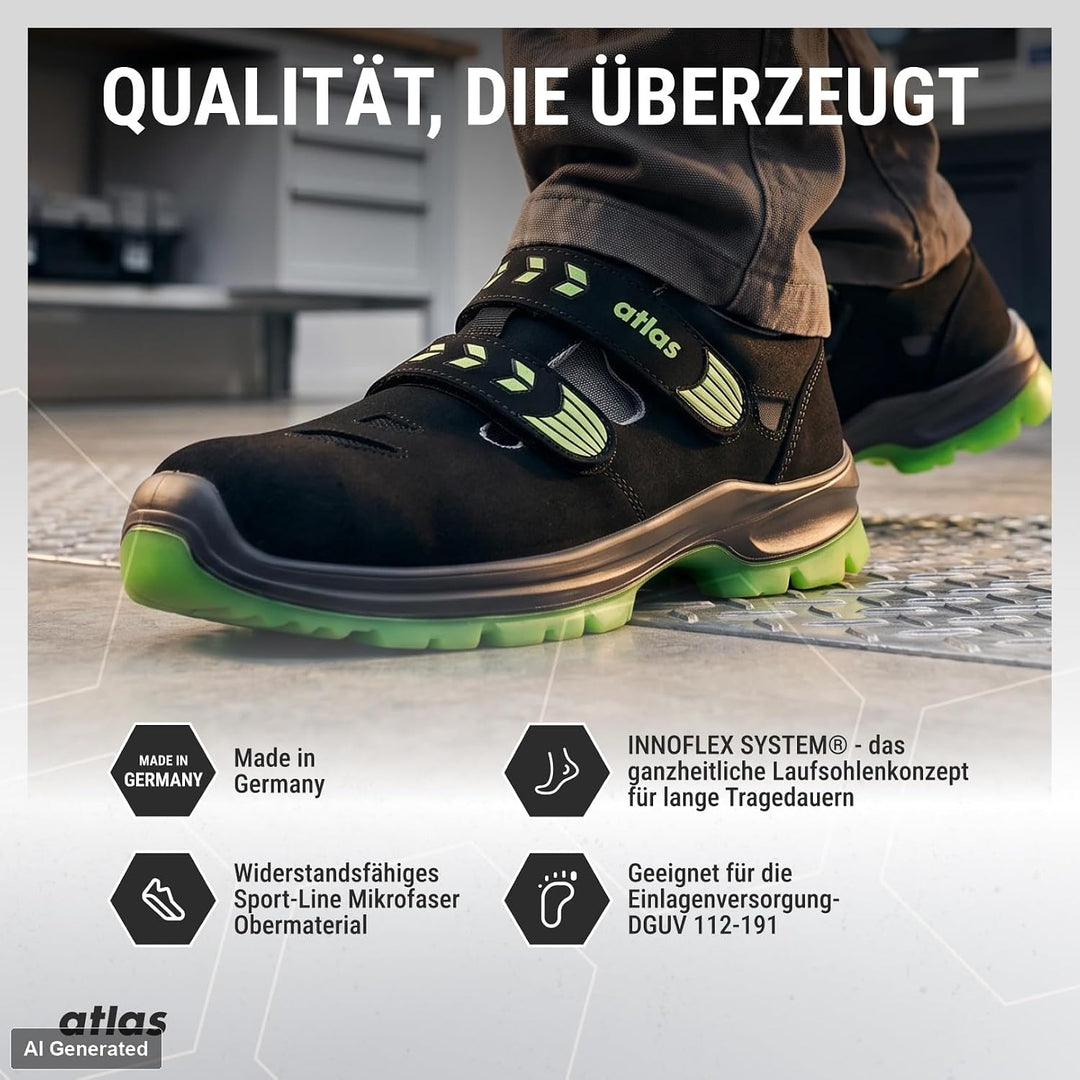 Atlas SL 265 XP Green ESD Sicherheitschuhe Arbeitsschuhe für Herren und Damen S1P leicht, Aluminiumk