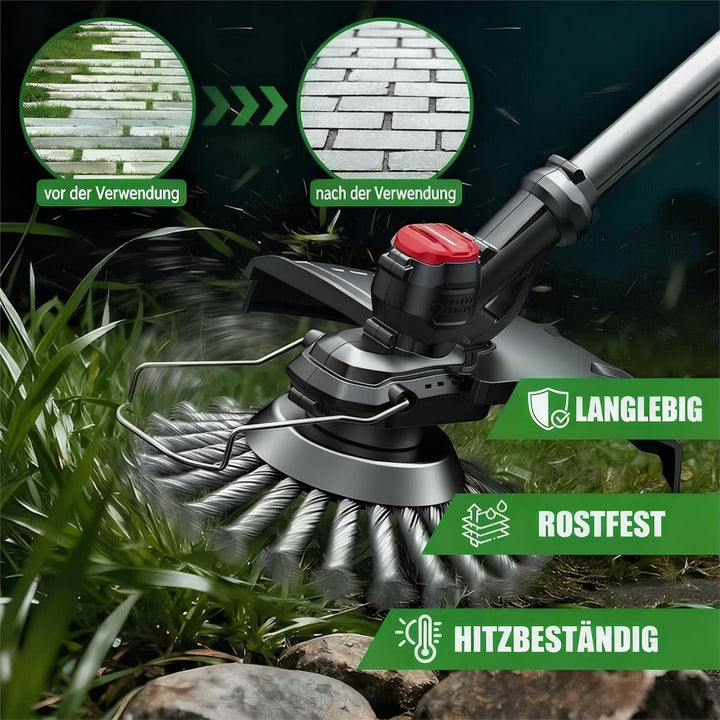 Profi Unkrautbürste für Freischneider, Wildkrautbürste für Motorsense, Ersatztrimmaufsatz für Rasenm