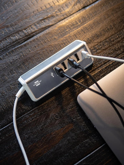 brennenstuhl®Estilo USB Ladegerät mit Schnellladefunktion/Mehrfach USB Ladestation mit Edelstahlober