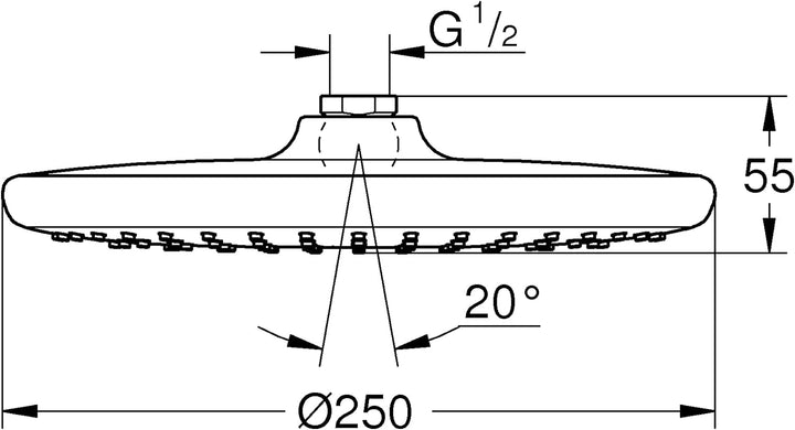 GROHE Vitalio Start 250 - Kopfbrause (wassersparend, Antikalk-System, langlebige Oberfläche), chrom,