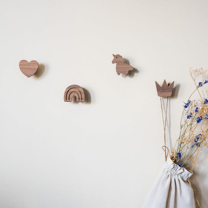 PLT Wandhaken für Kinder aus Holz, Kinder, Kinderzimmer, Regenbogen, Krone, Herz, Einhorn, Deko, Wal