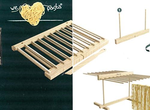 MAAJ XL NUDELTROCKNER SET + STAB NUDELSTÄNDER BUCHENHOLZ KOMPAKT FALTBAR/DOPPELSEITIG - MADE IN ITAL