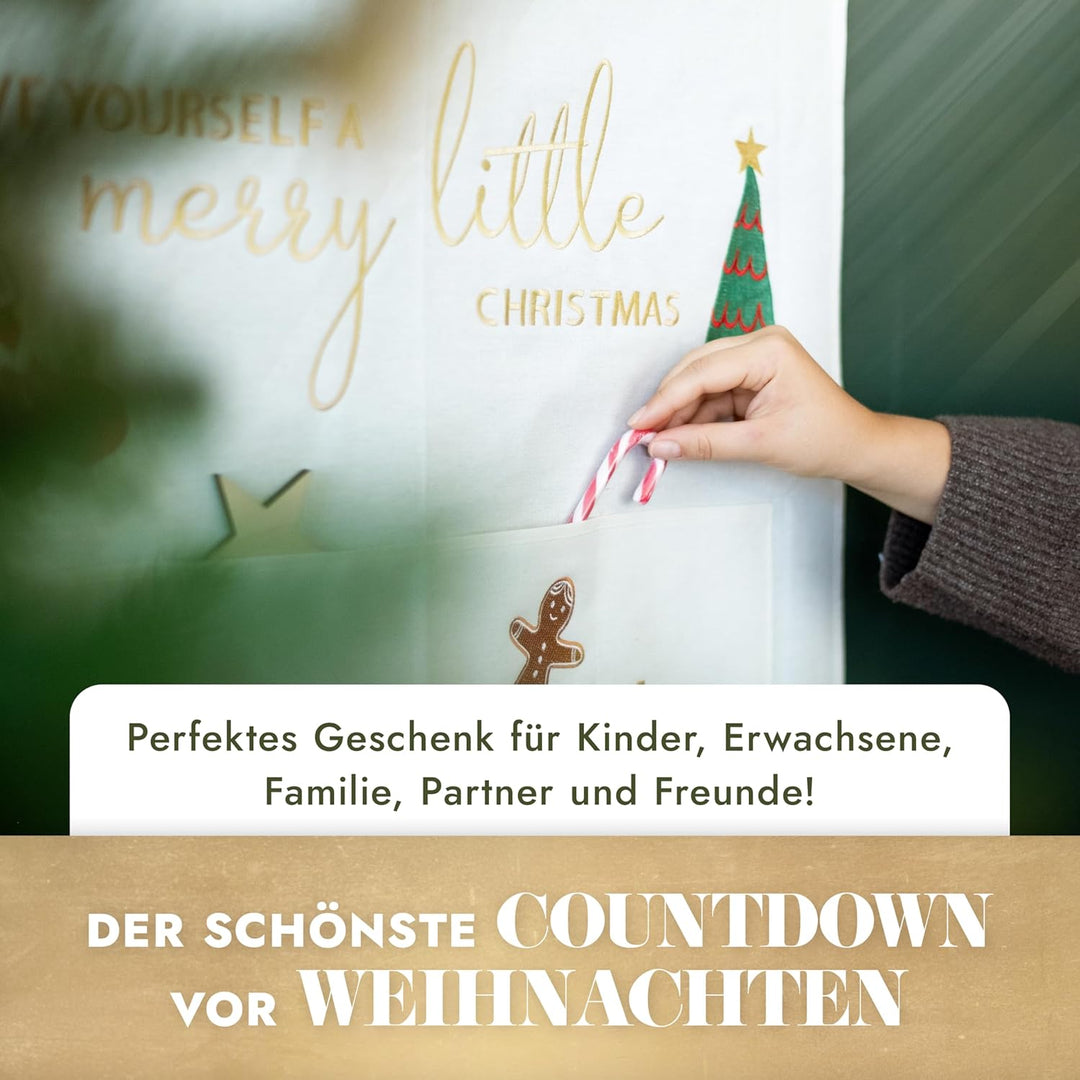 AMARI ® Adventskalender zum Befüllen - XXL Wandkalender (70 x 130 cm) mit 24 Fächern zum Basteln für