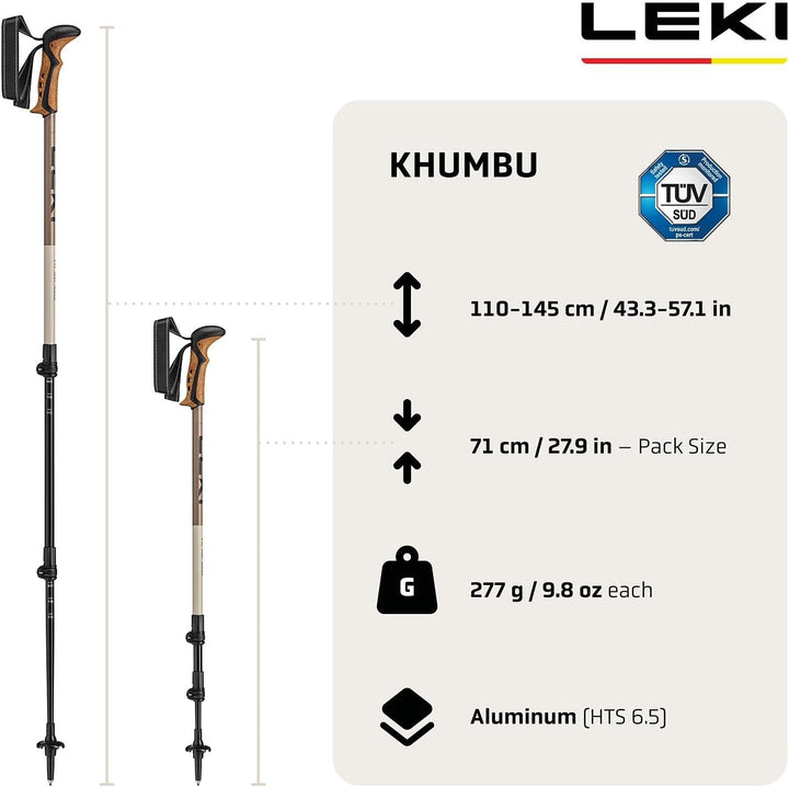 Leki Unisex Khumbu SL Trekkingstöcke Teleskopstöcke Nordic Walking 110-145 cm Schwarz black-pale cla