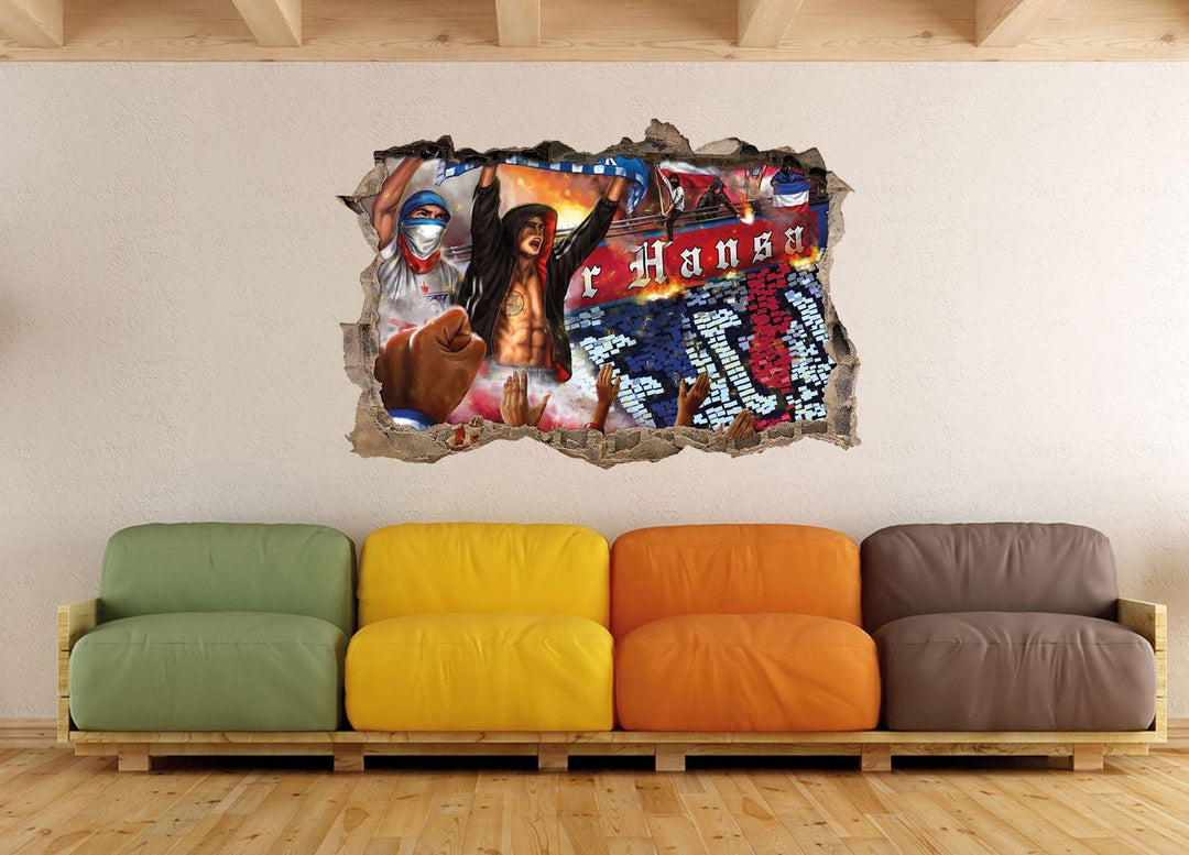 Ultras Rostock Collage, 3D Wandsticker Format: 62x42cm, Wanddekoration