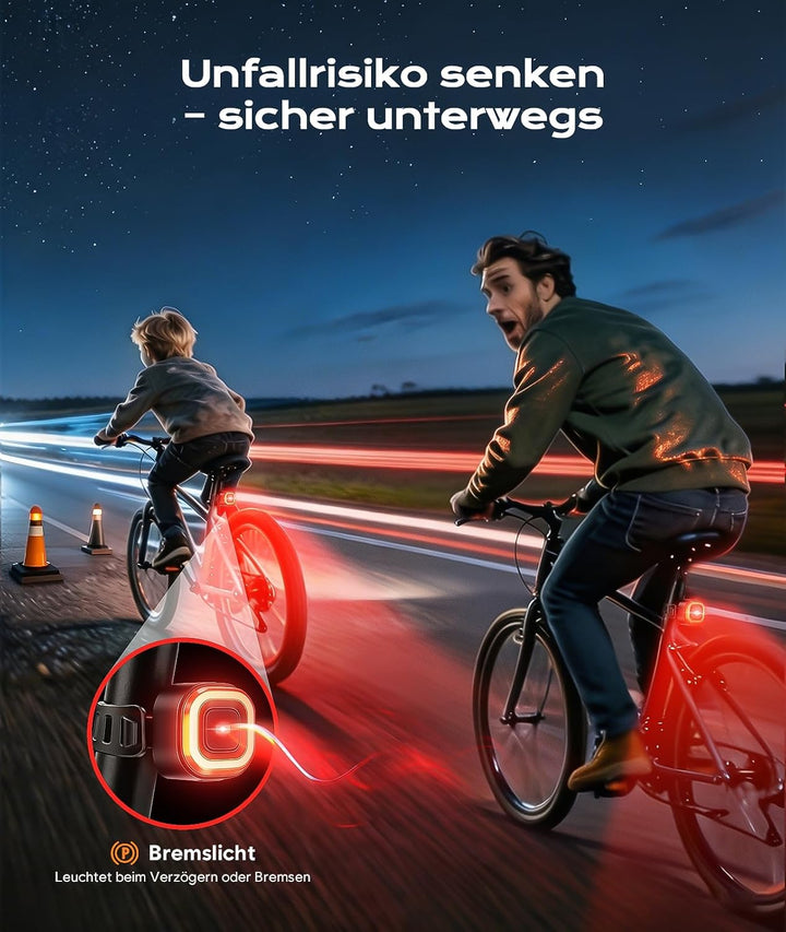 Fahrradlicht Set, LED Fahrradbeleuchtung Set mit Smart Bremslichtfunktion Rücklicht, StVZO-zugelasse