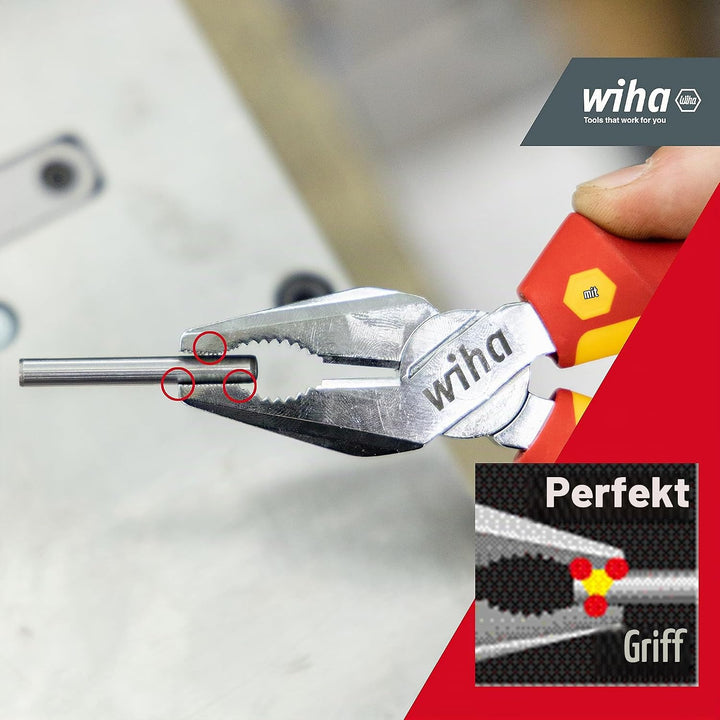 Wiha Kombizange Professional electric 180 mm I optimale Kraftübertragung I lange Schneide I Greifflä