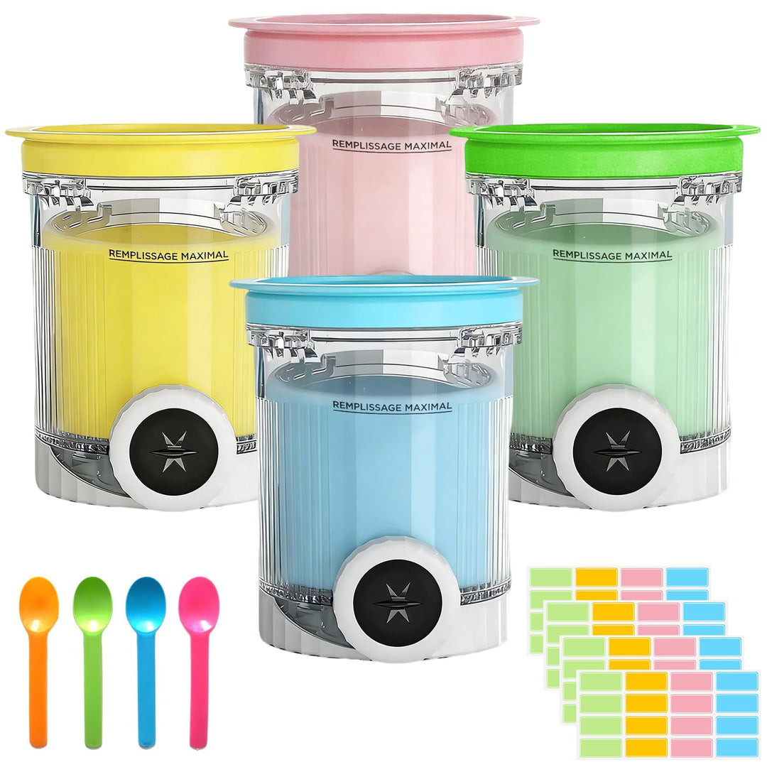 DAZZTIME Behälter für Ninja Creami Deluxe Pints,4 Stück Ersatz für Ninja Creami Deluxe Pints und Dec