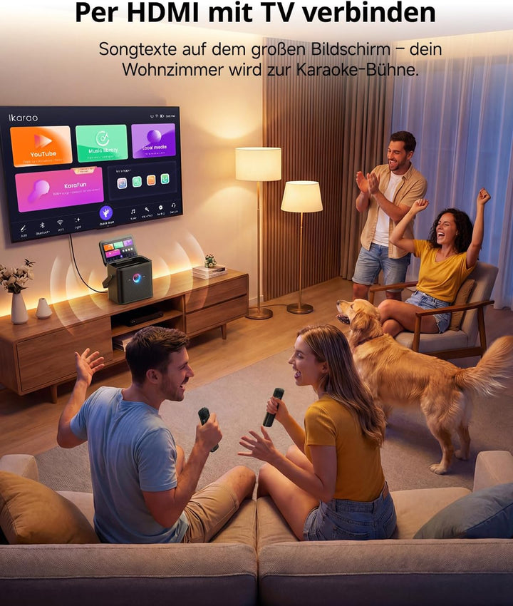 Ikarao Karaoke-Maschine für Erwachsene, mit Songtext-Display, 32 GB Karaoke-Tablet, 2 kabellose Mikr