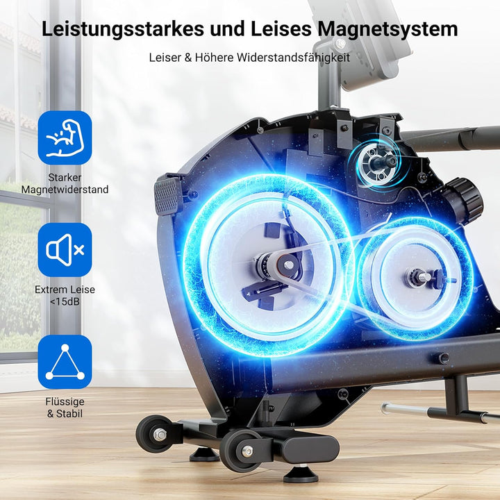 Dripex Magnetisches Rudergerät für Zuhause mit 16 Widerstandsstufen, Rudergerät für Zuhause mit LCD-