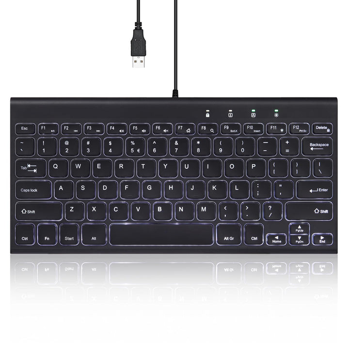 Perixx PERIBOARD-429 Mini-Tastatur mit Hintergrundbeleuchtung, schlankes und leichtes Design, Multim