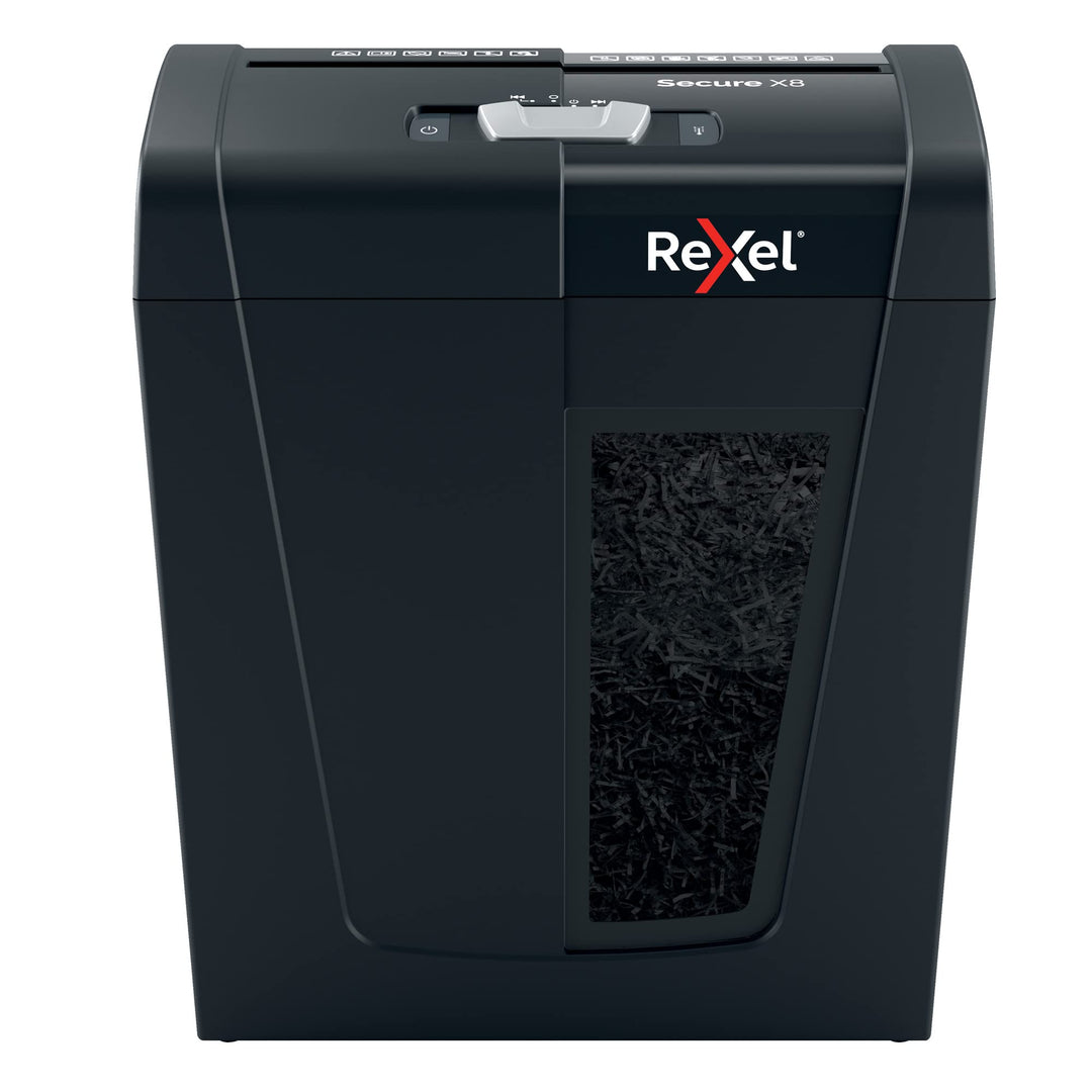 Rexel Aktenvernichter Secure X8, Partikelschnitt, 9-8 Blatt A4 (70-80 g/m²) Kapazität, Sicherheitsst