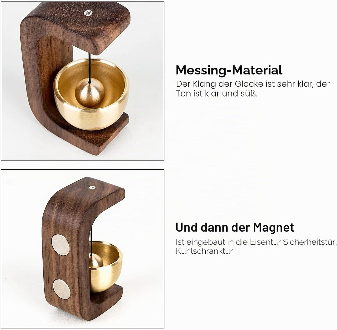 Goldene dekorative Shopkeepers Glocke für Türöffnung – magnetische Holz-Türklingel mit Messingglocke