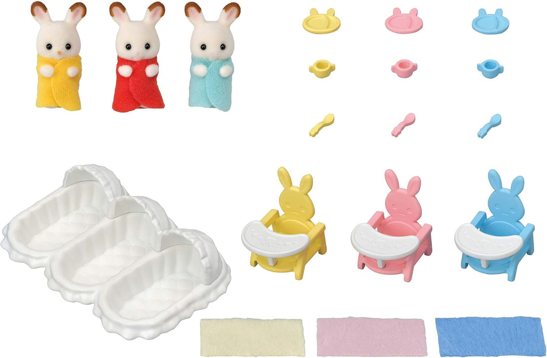 Sylvanian Families L5532 Erstausstattung für Drillinge - Puppenhaus Spielset & 5534 Babybett mit Mob