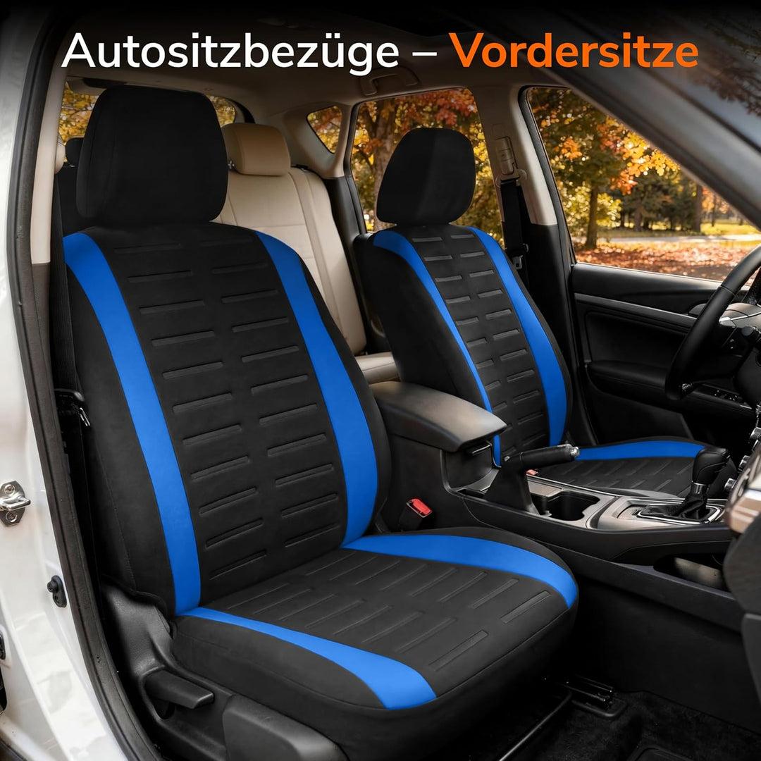 Upgrade4cars Autositzbezüge Set für die Vordersitze Version 2026 | Auto-Schonbezüge Universal in Bla