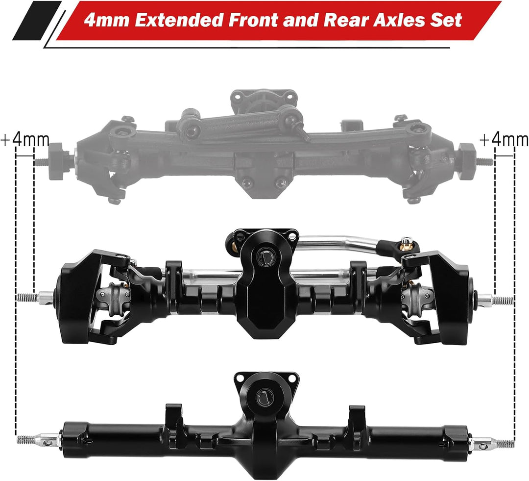INJORA Vorder- und Hinterachse ProSteer Doppelgelenk Achse für 1/24 RC Crawler Axial SCX24 Upgrade