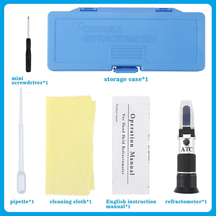 Rierousy 3-In-1 Refraktometer Honig mit Dreifach-Skala(Wasser: 12-27%, Brix: 58-90%, Be': 38-43°), R