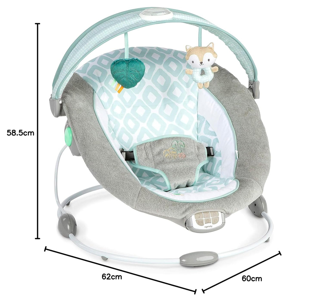 Ingenuity - InLighten Babywippe mit Lichtern, Kitt Bunny, Spielzeugleiste, Vibrationen, Geräuschen,