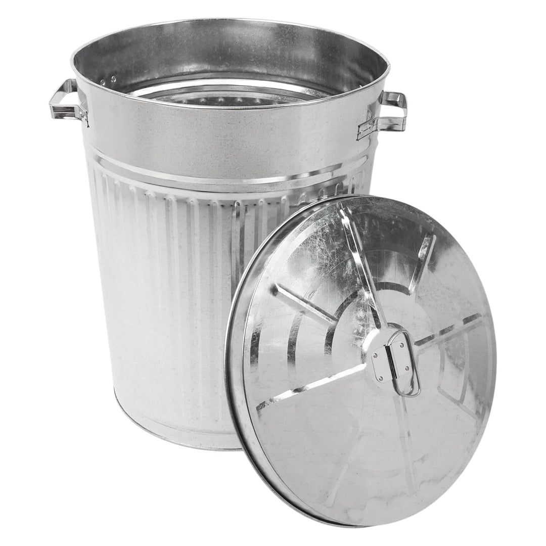 Spetebo Zink Abfalleimer mit Deckel - 55 Liter - XXL Mülleimer draussen - Zinkeimer Outdoor Mülleime