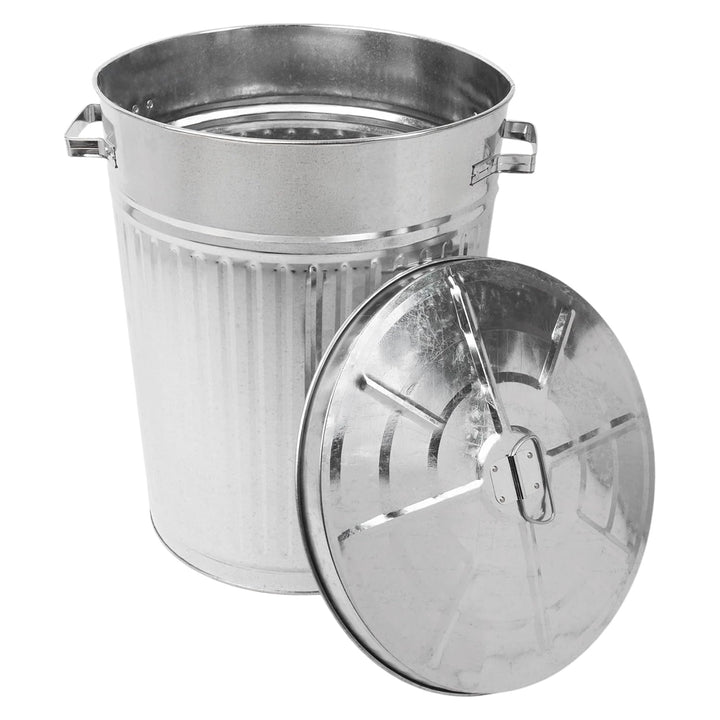 Spetebo Zink Abfalleimer mit Deckel - 55 Liter - XXL Mülleimer draussen - Zinkeimer Outdoor Mülleime