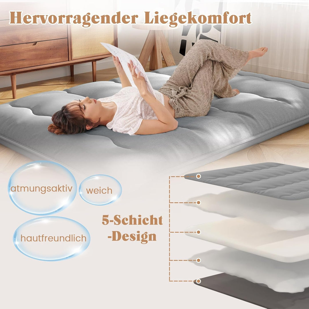 COSTWAY Japanische Futon Matratze, Tatami-Matte, Bodenmatratze, Klappmatratze mit waschbarem Bezug,
