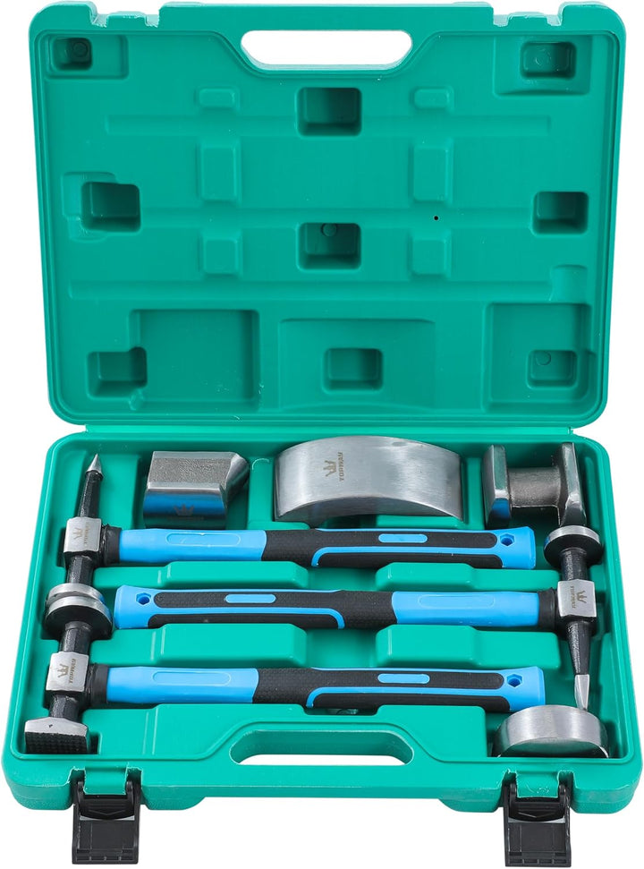 TOPWAY Karosserie-Ausbeul-Satz 7-tlg, Reparaturset für Karosserie, Hammer und Puppen-Set Professiona