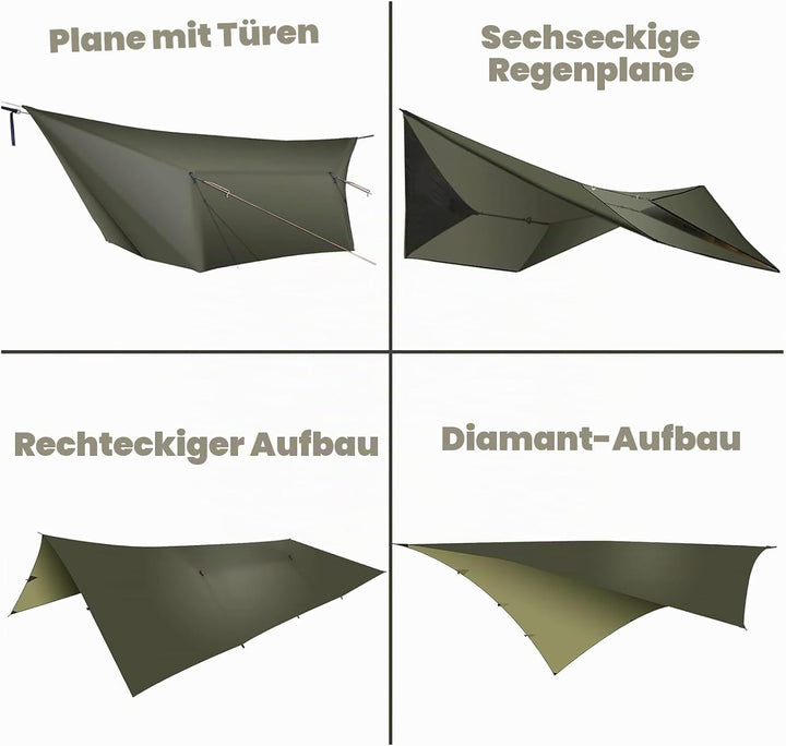 onewind Hängemattenplane, vielseitig, Camping, Regenfliege, Ultraleicht, grosse Abdeckung, Unterstan