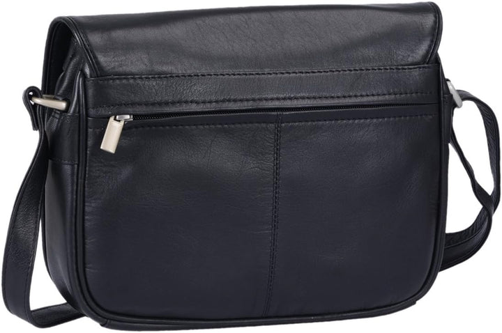 LOUANA Damenhandtasche Echt-Leder, 28x22x8cm Schwarz, Schwarz