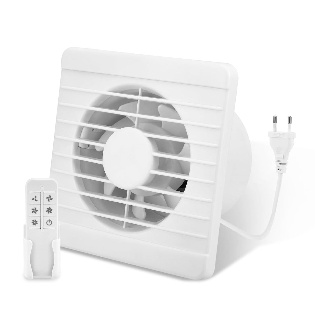 Badlüfter,Abluftventilator 150X150mm,Ø100mm mit Fernbedienung 5 Geschwindigkeiten,100m³/h Bad Lüfter