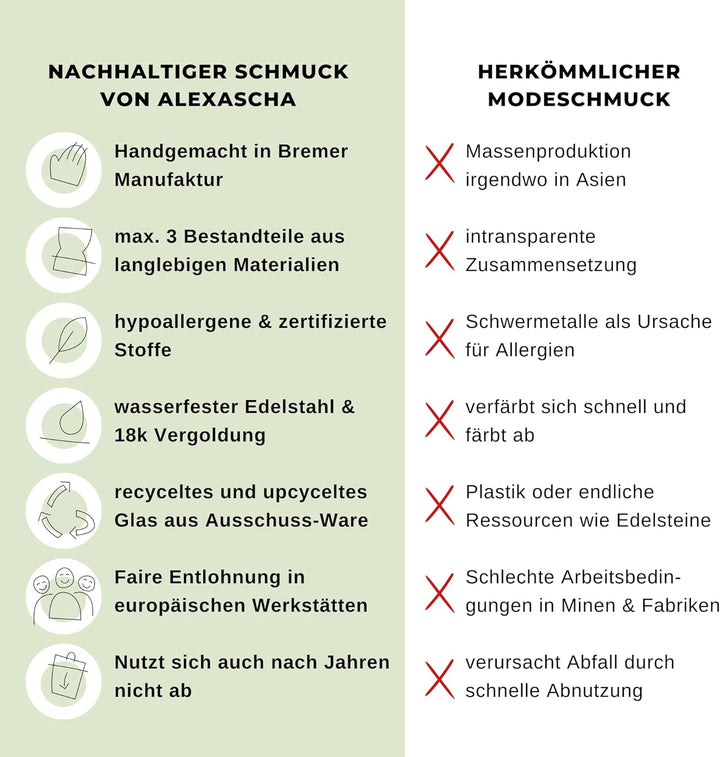 ALEXASCHA® Edelstahlohrringe hängend mit quadratischen Glassteinen • Kurze Ohrhänger mit Klappversch